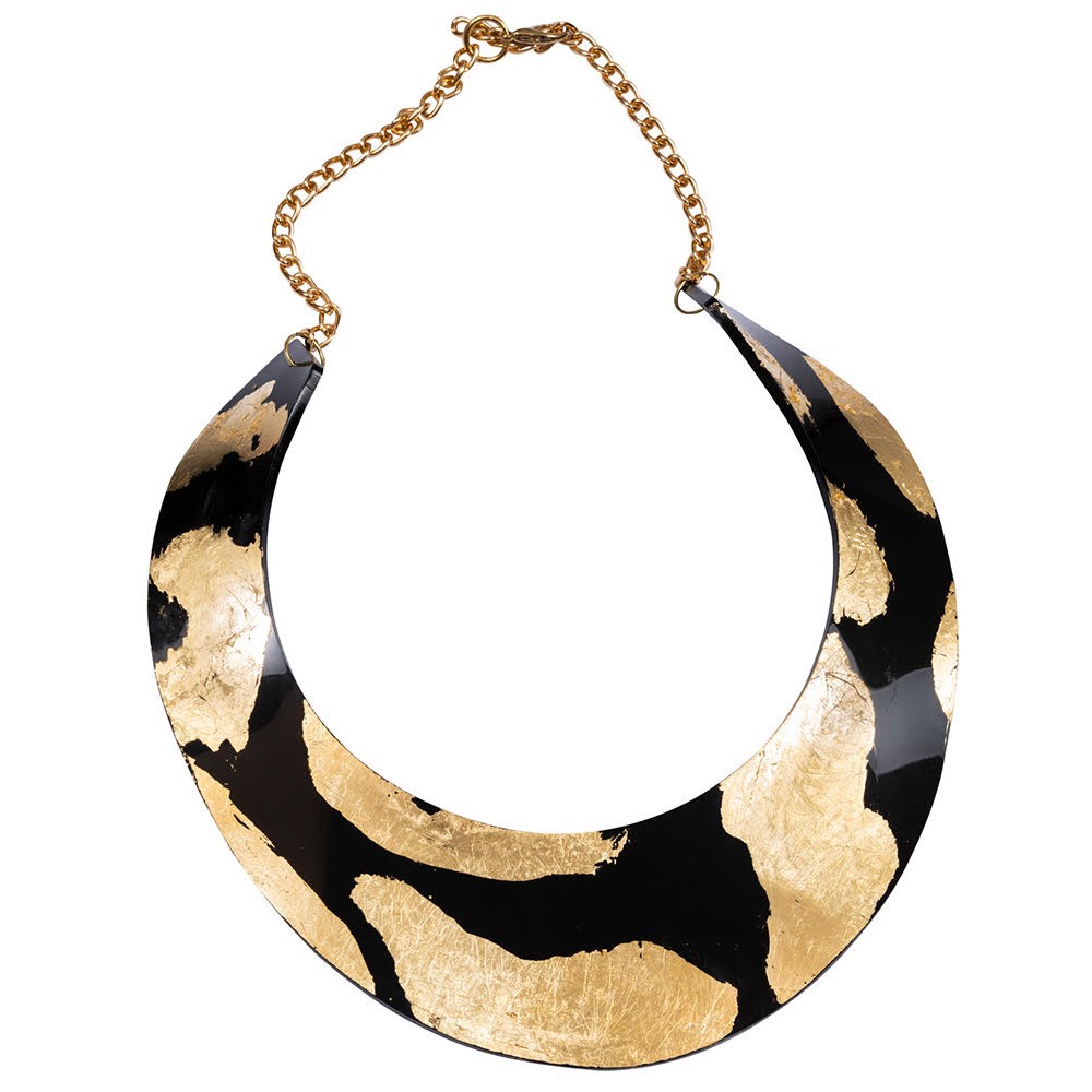 ΚΟΛΙΕ ΜΑΥΡΟ ΑΠΟ PLEXI-GLASS ZΩΓΡAΦIΣMENO ΜΕ ΦΥΛΛΑ ΧΡΥΣΟΥ "ALEX KATSAITI x STYLISHIOUS"