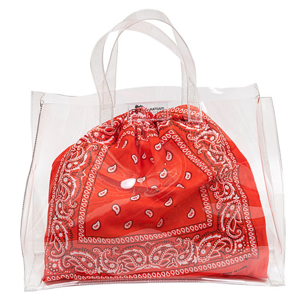 TΣΑΝΤΑ ΔΙΑΦΑΝΗ & ΑΔΙΑΒΡΟΧΗ ΑΠΟ PVC ΣΕ MEΓΑΛΟ ΜΕΓΕΘΟΣ ΜΕ ΧΡΥΣΗ ΑΛΥΣΙΔΑ, ΧΡΩΜΑΤΙΣΤΟ ΠΟΥΓΚΙ & ΜΠΡΕΛΟΚ "ALEX KATSAITI X STYLISHIOUS"