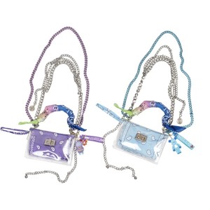 ΤΣΑΝΤΑΚΙ ΔΙΑΦΑΝΟ ΜΕΣΗΣ & ΩΜΟΥ ΜΕ ΔΙΠΛΗ ΑΠΟΣΠΩΜΕΝΗ ΜΠΛΕ Ή ΜΩΒ KAI ΑΣΗΜΕΝΙΑ ΑΛΥΣΙΔΑ & ΜΑΝΤΗΛΙ "ALEX KATSAITI X STYLISHIOUS"