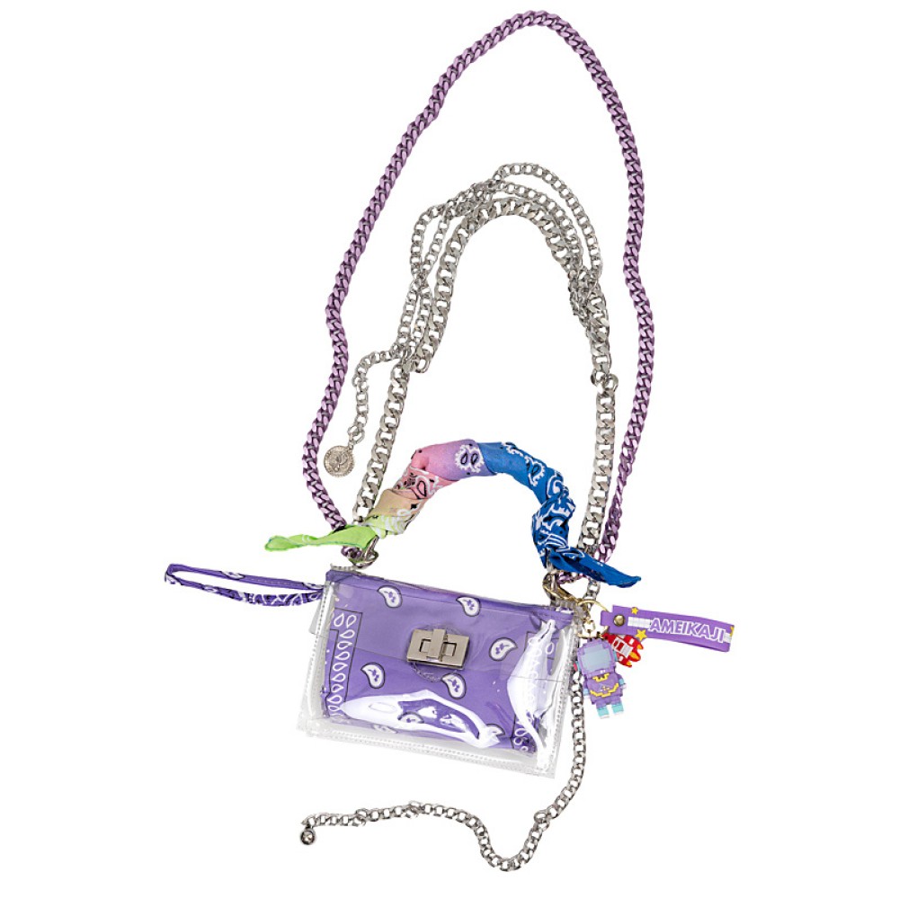 ΤΣΑΝΤΑΚΙ ΔΙΑΦΑΝΟ ΜΕΣΗΣ & ΩΜΟΥ ΜΕ ΔΙΠΛΗ ΑΠΟΣΠΩΜΕΝΗ ΜΠΛΕ Ή ΜΩΒ KAI ΑΣΗΜΕΝΙΑ ΑΛΥΣΙΔΑ & ΜΑΝΤΗΛΙ "ALEX KATSAITI X STYLISHIOUS"