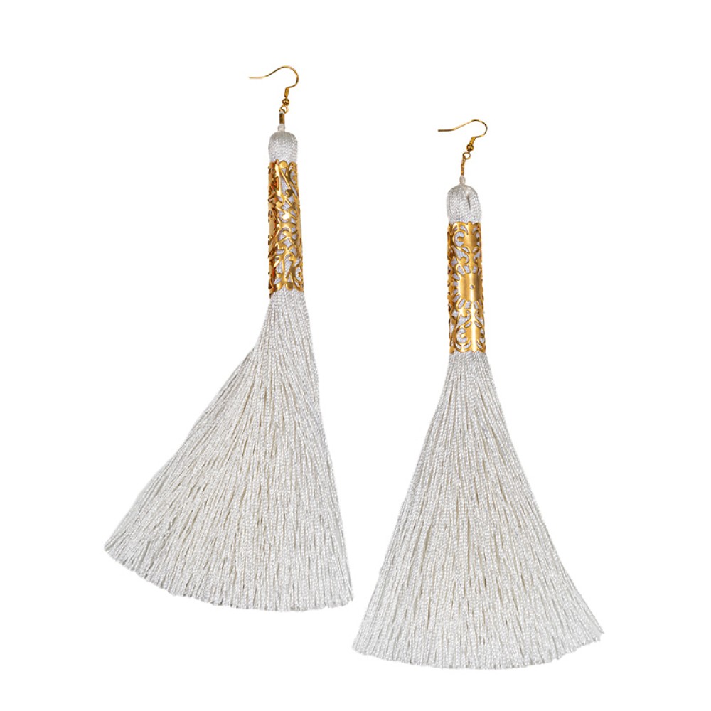 ΣΚΟΥΛΑΡΙΚΙΑ ΦΟΥΝΤΕΣ ΛΕΥΚΑ, ΚΡΕΜΑΣΤΑ ΜΕ ΕΠΙΧΡΥΣΟ ΕΘΝΙΚ ΣΤΟΙΧΕΙΟ "ALEX KATSAITI X STYLISHIOUS"