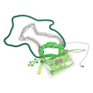 ΤΣΑΝΤΑΚΙ ΔΙΑΦΑΝΟ ΜΕΣΗΣ & ΩΜΟΥ ΜΕ ΔΙΠΛΗ ΑΠΟΣΠΩΜΕΝΗ ΠΡΑΣΙΝΗ KAI ΑΣΗΜΕΝΙΑ ΑΛΥΣΙΔΑ & ΜΑΝΤΗΛΙ "ALEX KATSAITI X STYLISHIOUS"