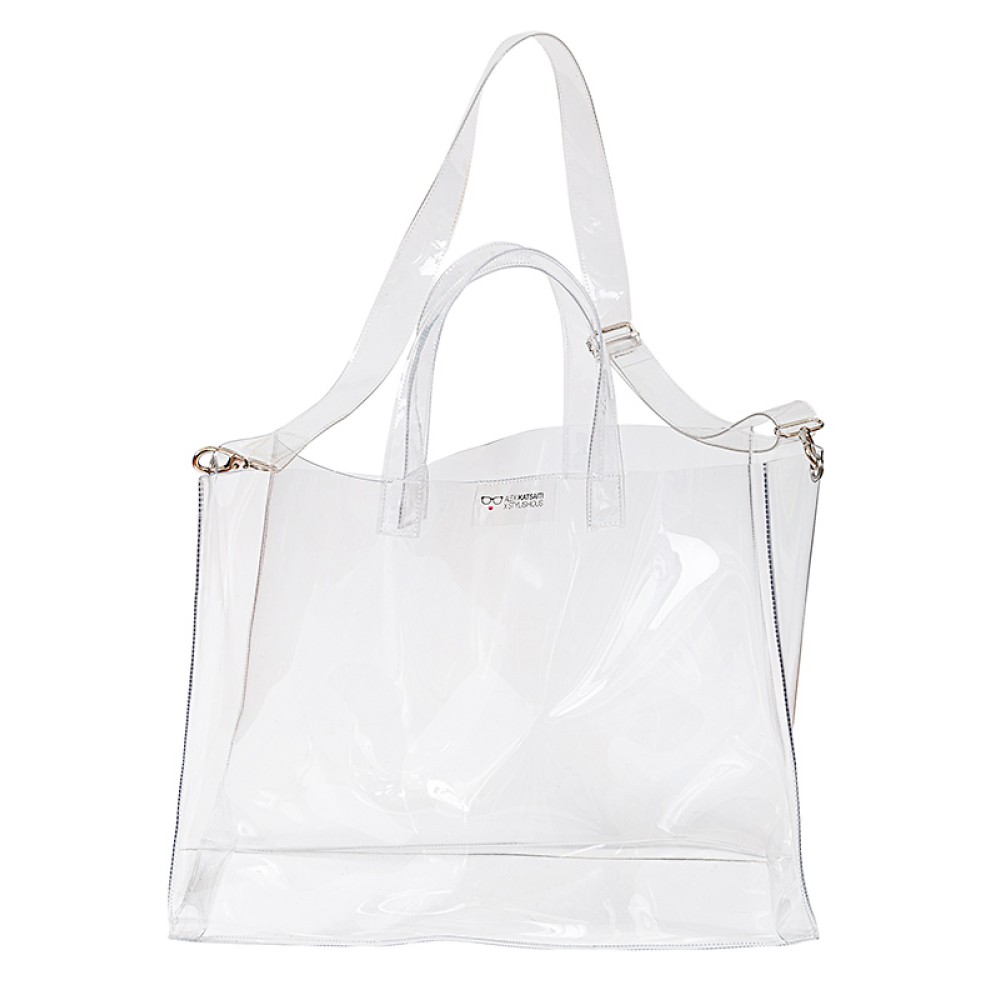 TΣΑΝΤΑ ΔΙΑΦΑΝΗ & ΑΔΙΑΒΡΟΧΗ ΑΠΟ PVC ΣΕ MEΓΑΛΟ ΜΕΓΕΘΟΣ ΜΕ ΧΡΥΣΗ ΑΛΥΣΙΔΑ, ΧΡΩΜΑΤΙΣΤΟ ΠΟΥΓΚΙ & ΜΠΡΕΛΟΚ "ALEX KATSAITI X STYLISHIOUS"