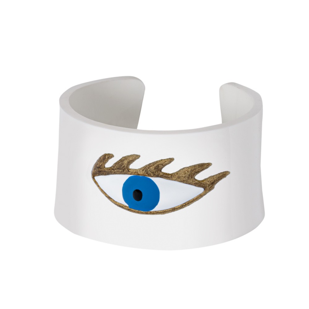 ΒΡΑΧΙΟΛΙ ΚΑΡΠΟΥ ΠΛΕΞΙ ΛΕΥΚΟ ΣΤΕΝΟ ΜΕ ΖΩΓΡΑΦΙΣΤΟ ΜΑΤΙ ΑΠΟ ΣΜΑΛΤΟ BY AELIA SELECTION “ALEX KATSAITI x STYLISHIOUS”