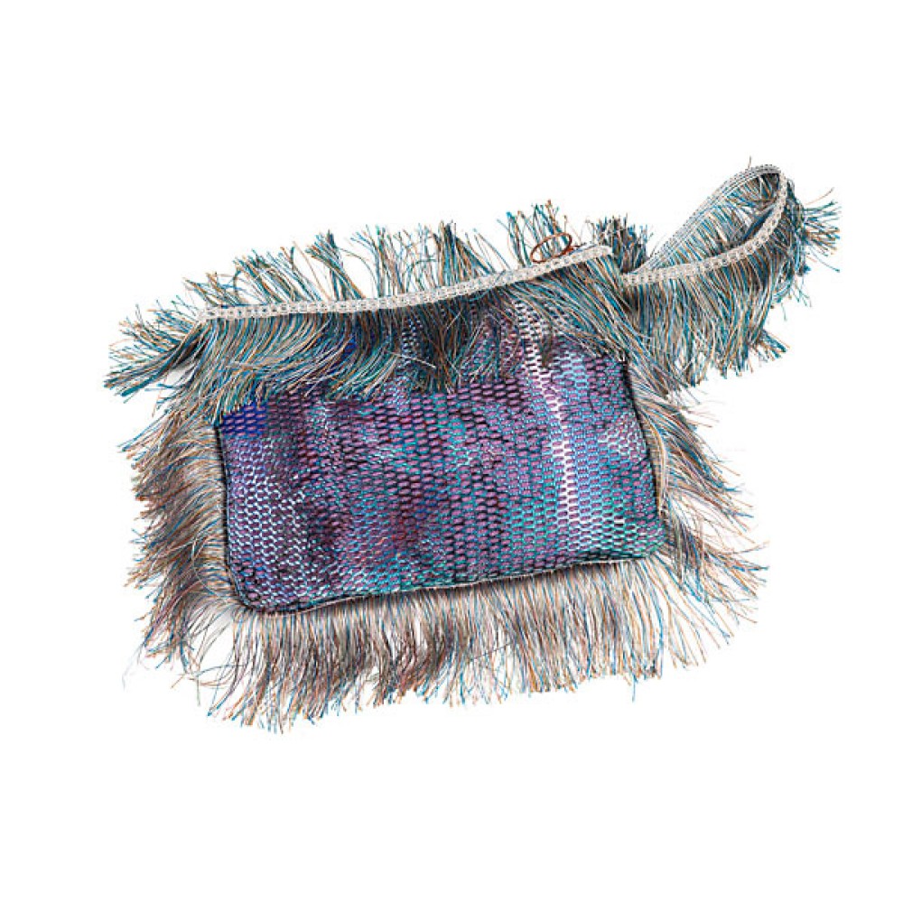 TΣΑΝΤΑΚΙ ΑΠΟ ΔΙΧΤΥ ME ΕΠΕΝΔΥΣΗ ΑΠΟ ΓΑΛΑΖΙΟ ΠΕΤΣΕΤΕ ΥΦΑΣΜΑ, ΜΕ ΠΟΛΥΧΡΩΜΑ ΚΡΟΣΙΑ & ΧΕΡΟΥΛΙ "ΑLEX KATSAITI X STYLISHIOUS"