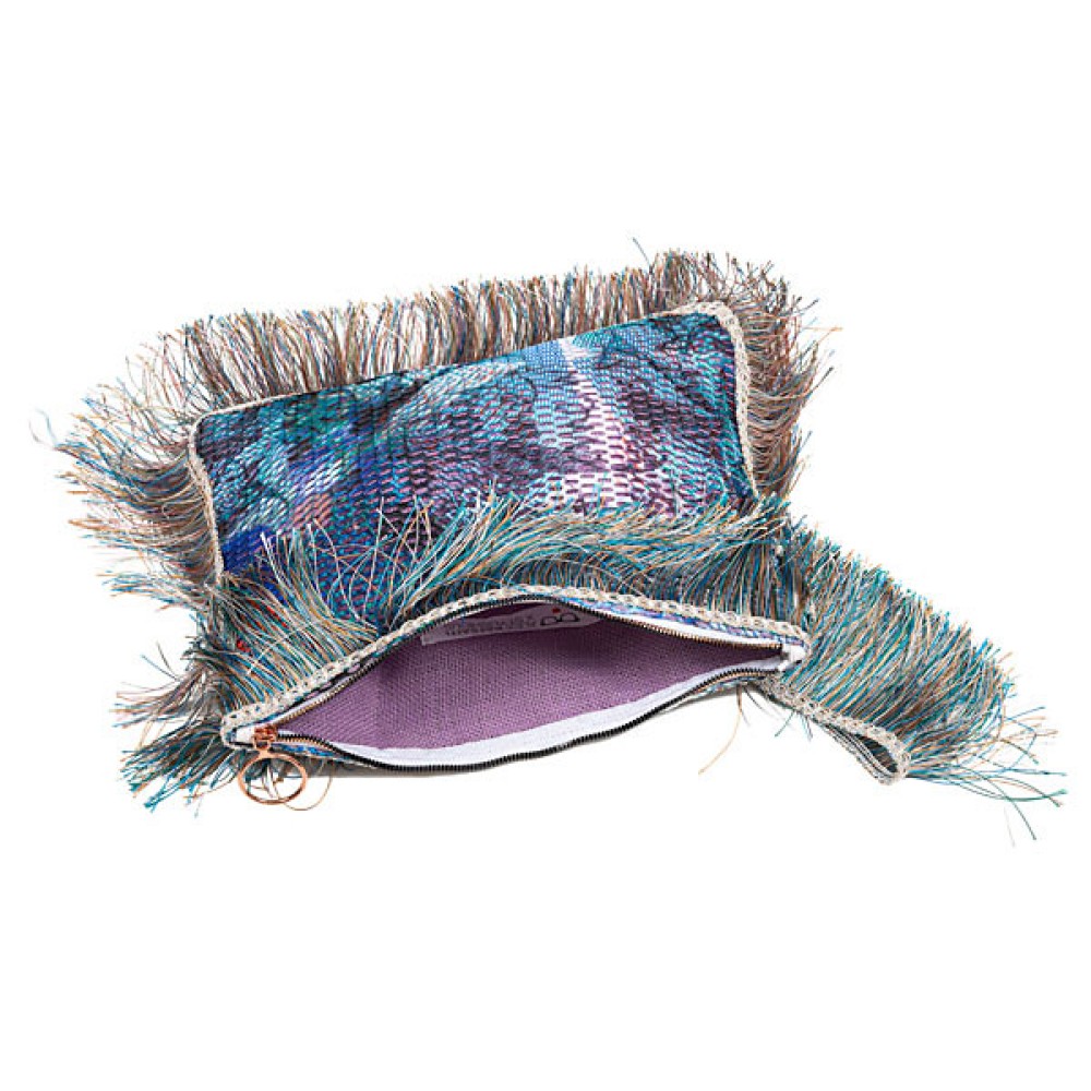 TΣΑΝΤΑΚΙ ΑΠΟ ΔΙΧΤΥ ME ΕΠΕΝΔΥΣΗ ΑΠΟ ΓΑΛΑΖΙΟ ΠΕΤΣΕΤΕ ΥΦΑΣΜΑ, ΜΕ ΠΟΛΥΧΡΩΜΑ ΚΡΟΣΙΑ & ΧΕΡΟΥΛΙ "ΑLEX KATSAITI X STYLISHIOUS"