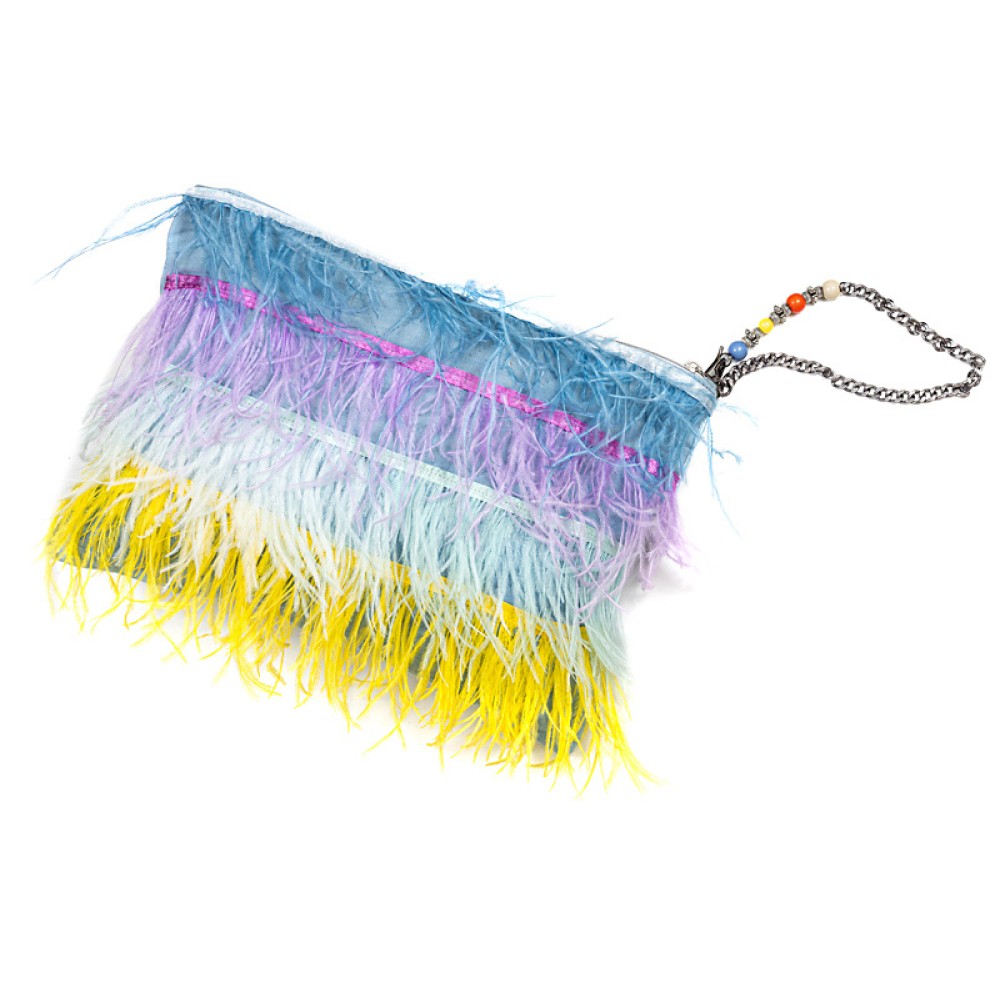 ΤΣΑΝΤΑ ΤΖΙΝ ΚΑΠΙΤΟΝΕ ME ΠΟΛΥΧΡΩΜΑ ΦΤΕΡΑ & ΑΛΥΣΙΔΑΚΙ ΜΕ ΧΑΝΤΡΕΣ “ALEX KATSAITI X STYLISHIOUS”