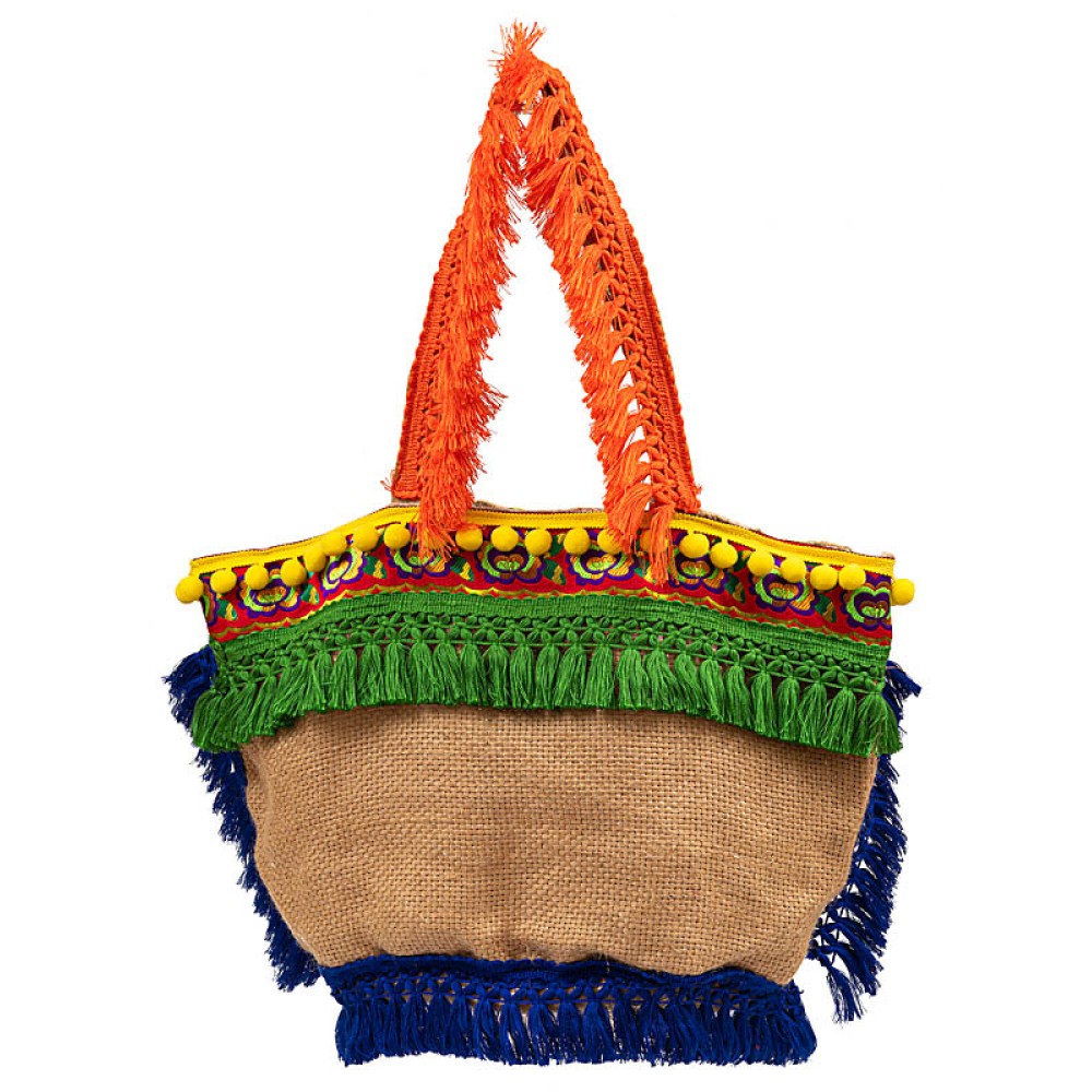 ΤΣΑΝΤΑ ΟΙΚΟΛΟΓΙΚΗ, ΜΠΕΖ ΜΕ ΠΟΛΥΧΡΩΜΕΣ ΤΡΕΣΕΣ, ΚΡΟΣΙΑ ΚΑΙ ΠΟΝ-ΠΟΝ  "ALEX KATSAITI X STYLISHIOUS"