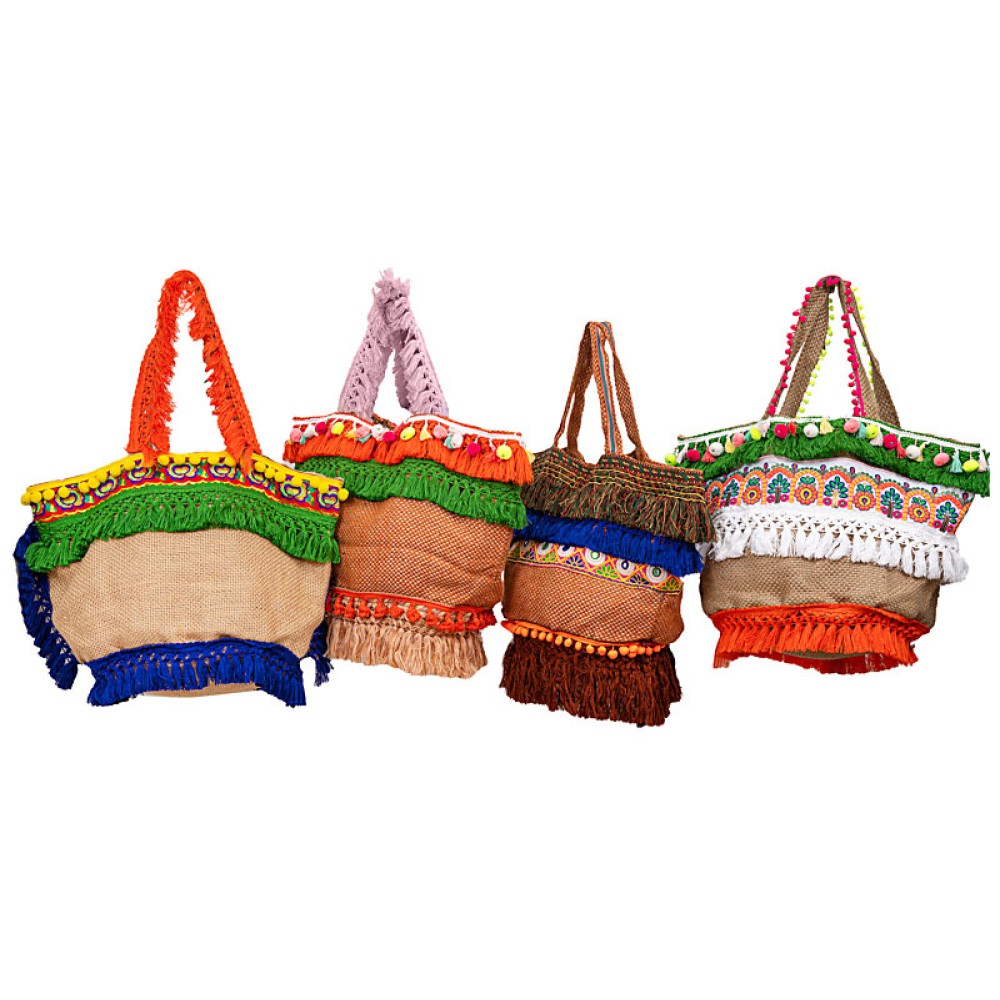 ΤΣΑΝΤΑ ΟΙΚΟΛΟΓΙΚΗ, ΜΠΕΖ ΜΕ ΠΟΛΥΧΡΩΜΕΣ ΤΡΕΣΕΣ, ΚΡΟΣΙΑ ΚΑΙ ΠΟΝ-ΠΟΝ  "ALEX KATSAITI X STYLISHIOUS"