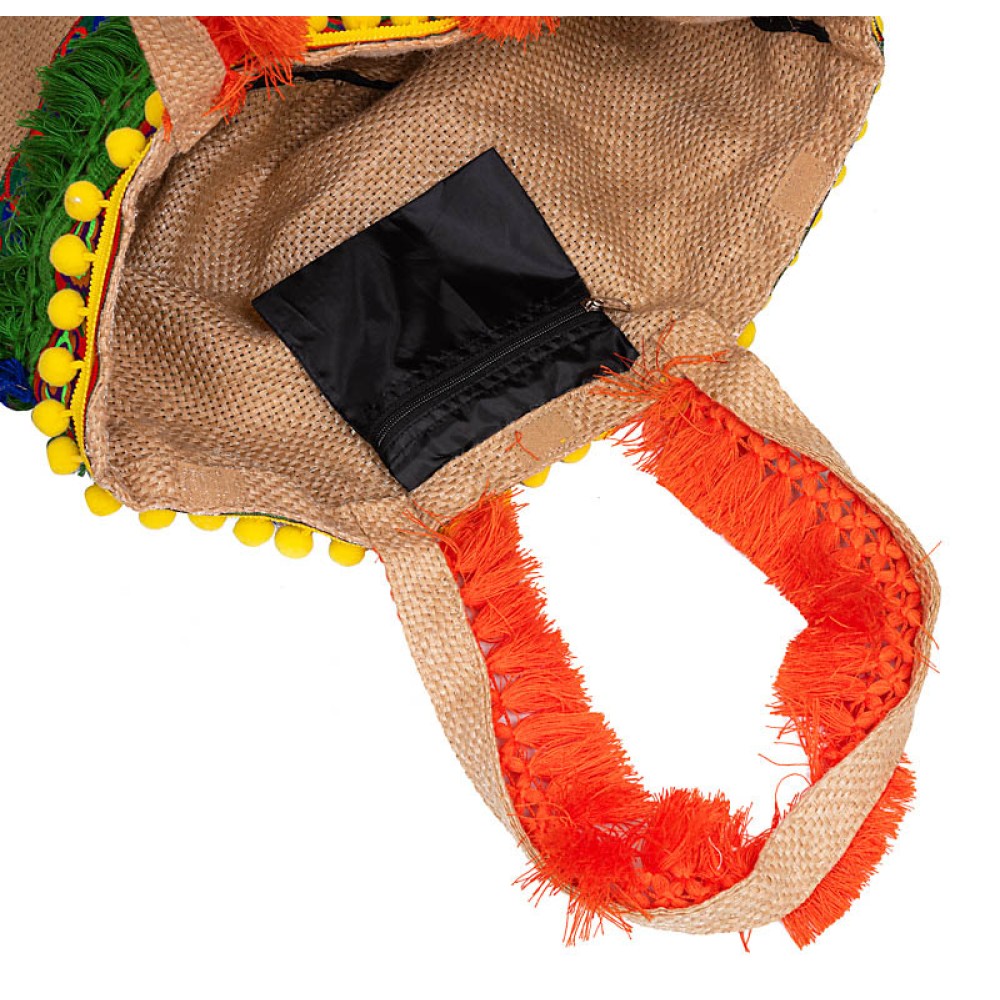 ΤΣΑΝΤΑ ΟΙΚΟΛΟΓΙΚΗ, ΜΠΕΖ ΜΕ ΠΟΛΥΧΡΩΜΕΣ ΤΡΕΣΕΣ, ΚΡΟΣΙΑ ΚΑΙ ΠΟΝ-ΠΟΝ  "ALEX KATSAITI X STYLISHIOUS"