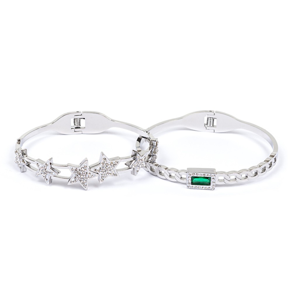 ΒΡΑΧΙΟΛΙΑ  - ΣΕΤ 2 TMX - ΜΕΤΑΛΛΙΚΑ, ΑΣΗΜΙ Ή ΧΡΥΣΑ ME ΣΧΕΔΙΑ ΑΛΥΣΙΔΑ & ΑΣΤΕΡΑΚΙΑ "STYLISHIOUS COLLECTION"