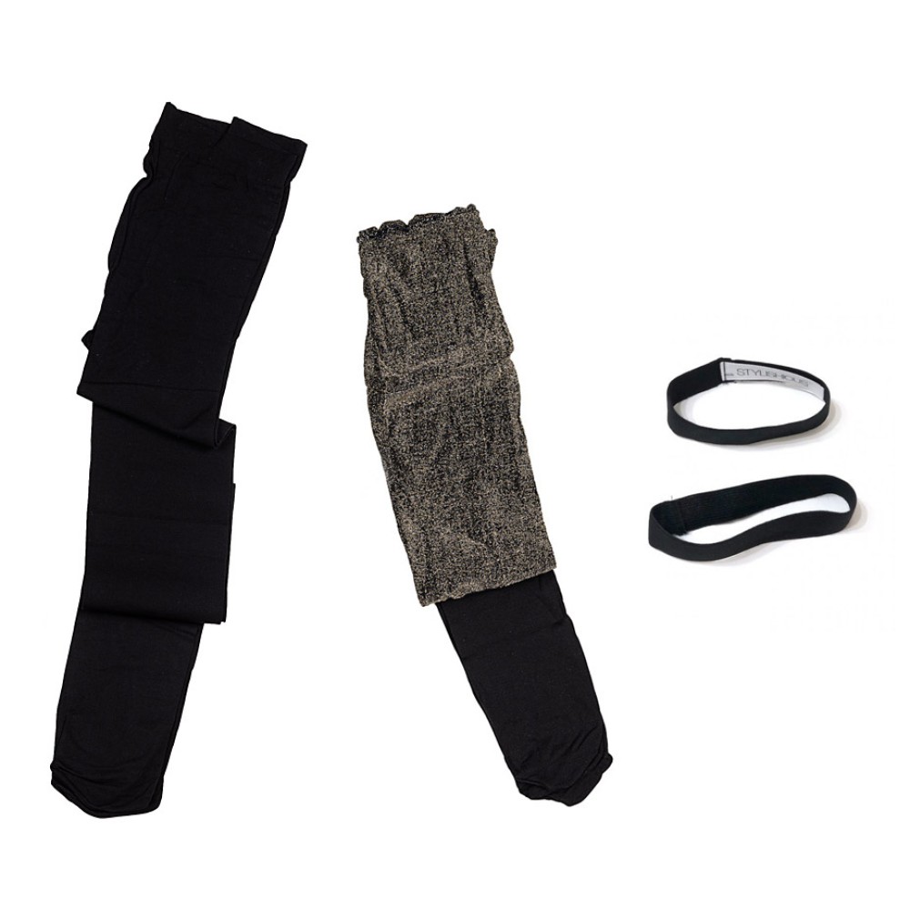 ΚΑΛΣΟΝ ΜΑΥΡΟ ΣΕ ΣΕΤ ΜΕ ΜΕΤΑΛΛΙΖΕ ΚΑΛΤΣΕΣ ΠΑΝΩ ΑΠΟ ΤΟ ΓΟΝΑΤΟ & ΚΑΛΤΣΟΔΕΤΑ "STYLISHIOUS COLLECTION"