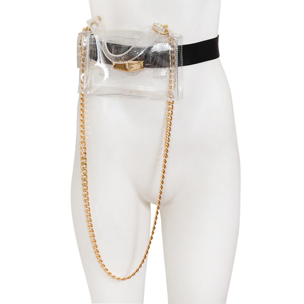 ΤΣΑΝΤΑΚΙ ΔΙΑΦΑΝΟ ΜΕΣΗΣ & ΩΜΟΥ ΜΕ ΔΙΠΛΗ ΑΠΟΣΠΩΜΕΝΗ ΠΡΑΣΙΝΗ KAI ΑΣΗΜΕΝΙΑ ΑΛΥΣΙΔΑ & ΜΑΝΤΗΛΙ "ALEX KATSAITI X STYLISHIOUS"