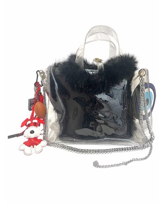 ΤΣΑΝΤΑ "TOTE" ΑΠΟ ΔΙΑΦΑΝΟ PVC ΜΕ ΓΟΥΝΙΝΗ ΤΣΑΝΤΑ, ΑΠΟΣΠΩΜΕΝΕΣ ΑΛΥΣΙΔΕΣ, ΜΠΡΕΛΟΚ Η ΚΑΙ ΠΟΡΤΟΦΟΛΑΚΙ  "ALEX KATSAITI X STYLISHIOUS"