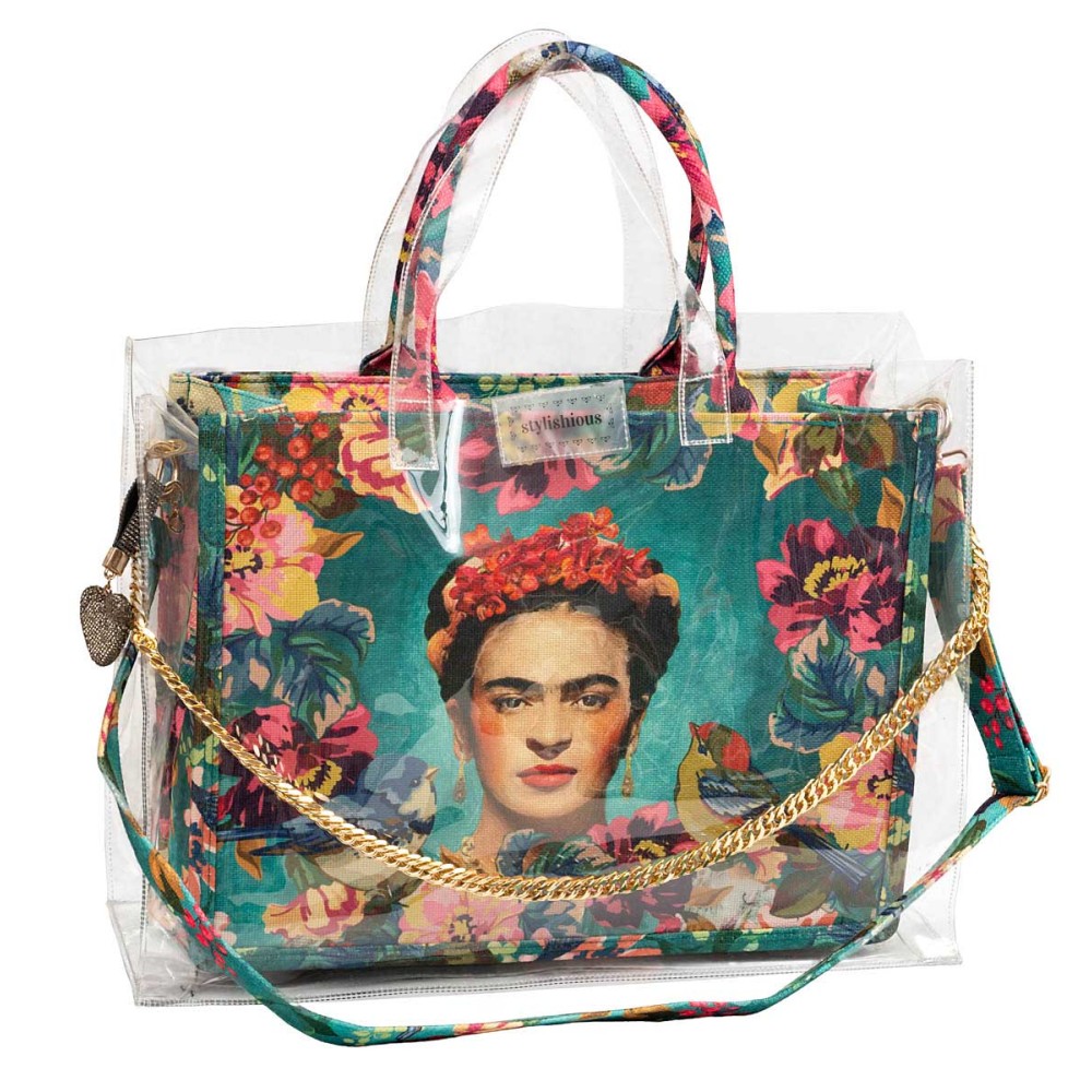 ΤΣΑΝΤΑ ΔΙΑΦΑΝΗ, AΔΙΑΒΡΟΧΗ ΑΠΟ PVC MΕΓΑΛΟ ΜΕΓΕΘΟΣ ΜΕ ΕΣΩΤΕΡΙΚΗ ΤΣΑΝΤΑ "ΦΡΙΝΤΑ", ΨΑΘΙΝΕΣ ΒΕΝΤΑΛΙΕΣ, ΧΡΥΣΕΣ ΑΛΥΣΙΔΕΣ  & ΜΠΡΕΛΟΚ"ALEX KATSAITI X STYLISHIOUS"