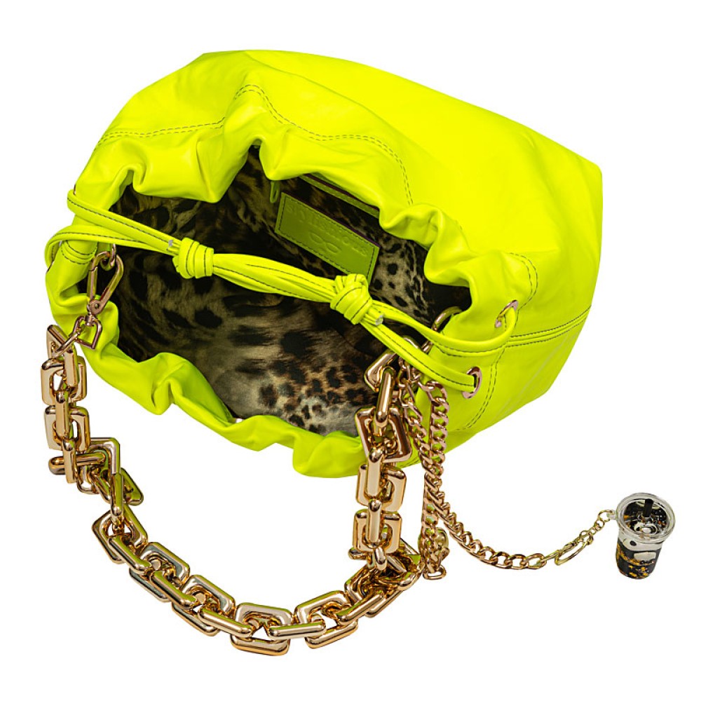 ΤΣΑΝΤΑ ΦΛΟΥΟ ΚΙΤΡΙΝΗ ΑΠΟ ΔΕΡΜΑ ΜΕ ΕΠΕΝΔΥΣΗ ΛΕΟΠΑΡ, ΧΡΥΣΕΣ ΑΛΥΣΙΔΕΣ & ΜΠΡΕΛΟΚ "ALEX KATSAITI X STYLISHIOUS"