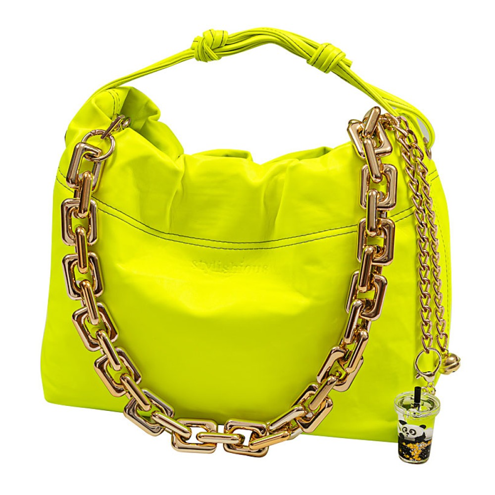 ΤΣΑΝΤΑ ΦΛΟΥΟ ΚΙΤΡΙΝΗ ΑΠΟ ΔΕΡΜΑ ΜΕ ΕΠΕΝΔΥΣΗ ΛΕΟΠΑΡ, ΧΡΥΣΕΣ ΑΛΥΣΙΔΕΣ & ΜΠΡΕΛΟΚ "ALEX KATSAITI X STYLISHIOUS"