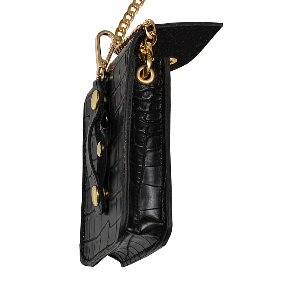 TΣΑΝΤΑΚΙ - ΠΟΡΤΟΦΟΛΑΚΙ ΜΕ ΑΠΟΣΠΩΜΕΝΗ ΔΙΠΛΗ ΑΛΥΣΙΔΑ & ΓΑΝΤΖΟ ΣΕ ΓΚΡΙ ΔΕΡΜΑ & ΣΕ ΜΑΥΡΟ ΤΥΠΟΥ ΚΡΟΚΟ "ALEX KATSAITI X STYLISHIOUS"