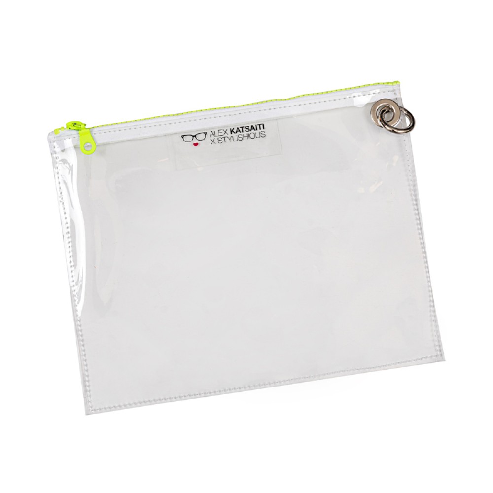 ΠΟΡΤΟΦΟΛΙ - ΦΑΚΕΛΟΣ  ΔΙΑΦΑΝΟΣ ΜΕ ΑΝΟΙΓΟΜΕΝΟ ΜΕΤΑΛΛΙΚΟ ΚΡΙΚΟ& ΧΡΩΜΑΤΙΣΤΑ ΦΕΡΜΟΥΑΡ  "ALEX KATSAITI X STYLISHIOUS"