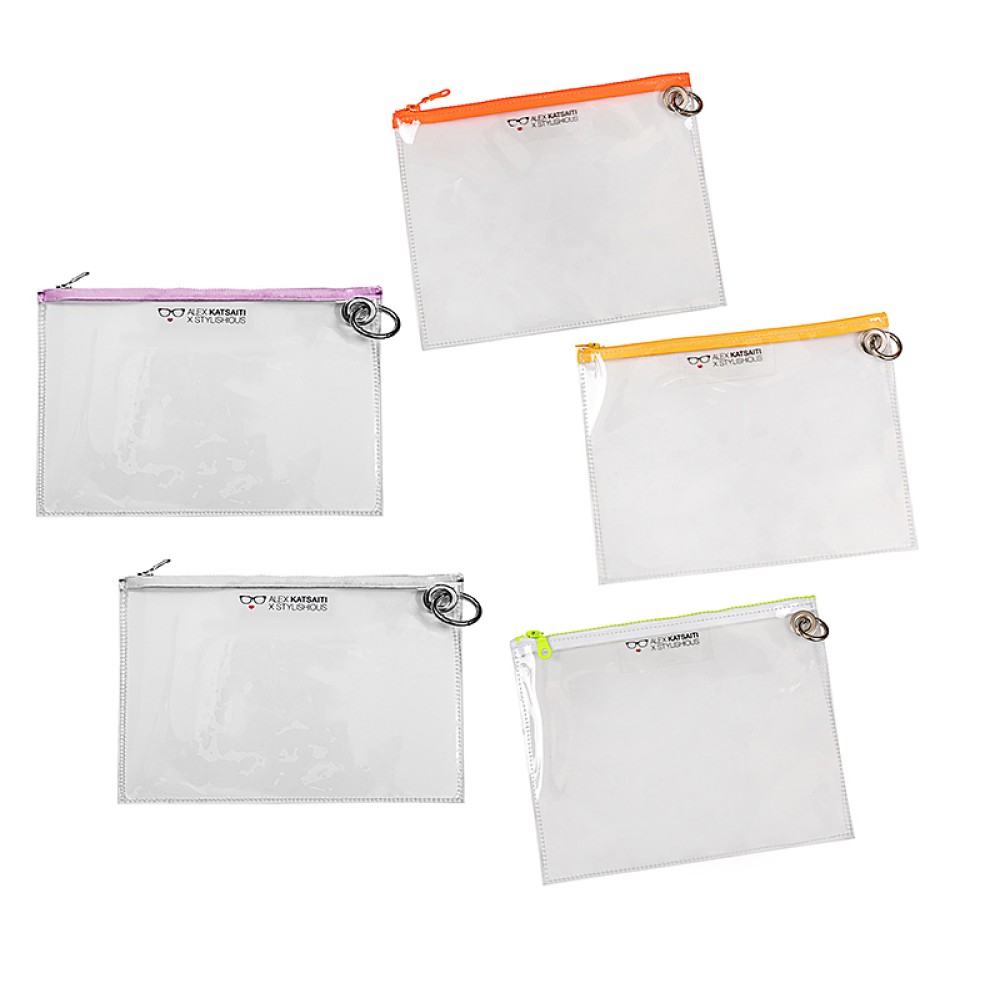 ΠΟΡΤΟΦΟΛΙ - ΦΑΚΕΛΟΣ  ΔΙΑΦΑΝΟΣ ΜΕ ΑΝΟΙΓΟΜΕΝΟ ΜΕΤΑΛΛΙΚΟ ΚΡΙΚΟ& ΧΡΩΜΑΤΙΣΤΑ ΦΕΡΜΟΥΑΡ  "ALEX KATSAITI X STYLISHIOUS"