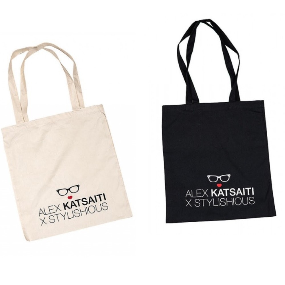 ΤΣΑΝΤΑ ΣΕ ΦΥΣΙΚΟ 'ECO FRIENDLY' ΒΑΜΒΑΚΕΡΟ ΥΛΙΚΟ ΜΕ LOGO ''ΑLEX KATSAITI X STYLISHIOUS''