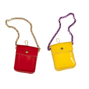 ΠΟΡΤΟΦΟΛΑΚΙ ΓΥΑΛΙΣΤΕΡΟ ΚΙΤΡΙΝΟ & ΚΟΚΚΙΝΟ ΜΕ ΧΡΥΣΟ ΑΠΟΣΠΩΜΕΝΟ ΓΑΝΤΖΟ & ΑΛΥΣΙΔΑ "ALEX KATSAITI X STYLISHIOUS"