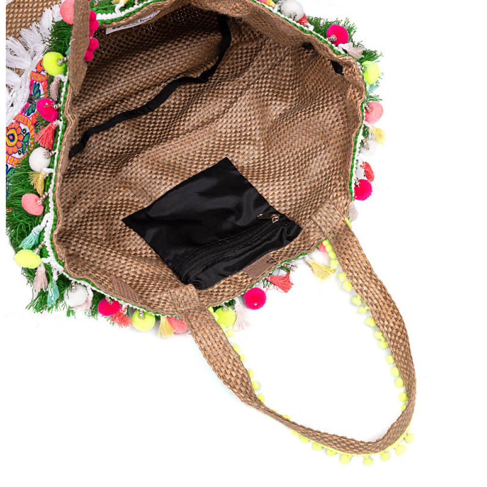 ΤΣΑΝΤA ΣΕ "GIRLY" & "BOHO" STYLE, ΟΙΚΟΛΟΓΙΚΕΣ ΣΕ ΦΥΣΙΚΗ ΑΠΟΧΡΩΣΗ ΜΕ ΚΕΝΤΗΜΑ, ΠΟΛΥΧΡΩΜΑ ΚΡΟΣΙΑ, ΦΟΥΝΤΕΣ & ΠΟΝ-ΠΟΝ "ALEX KATSAITI X STYLISHIOUS"