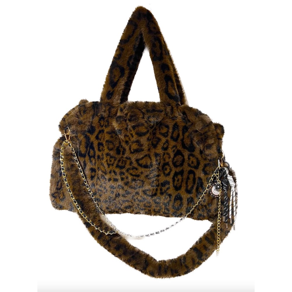 ΤΣΑΝΤΑ ΜΑΥΡΗ Η ΛΕΟΠΑΡ ΑΠΟ ΟΙΚΟΛΟΓΙΚΗ ΓΟΥΝΑ, ΜΕΓΑΛΟ ΜΕΓΕΘΟΣ ΜΕ ΑΣΟΡΤΙ ΙΜΑΝΤΑ, ΧΡΥΣΗ ΑΛΥΣΙΔΑ & ΜΠΡΕΛΟΚ "STYLISHIOUS COLLECTION"