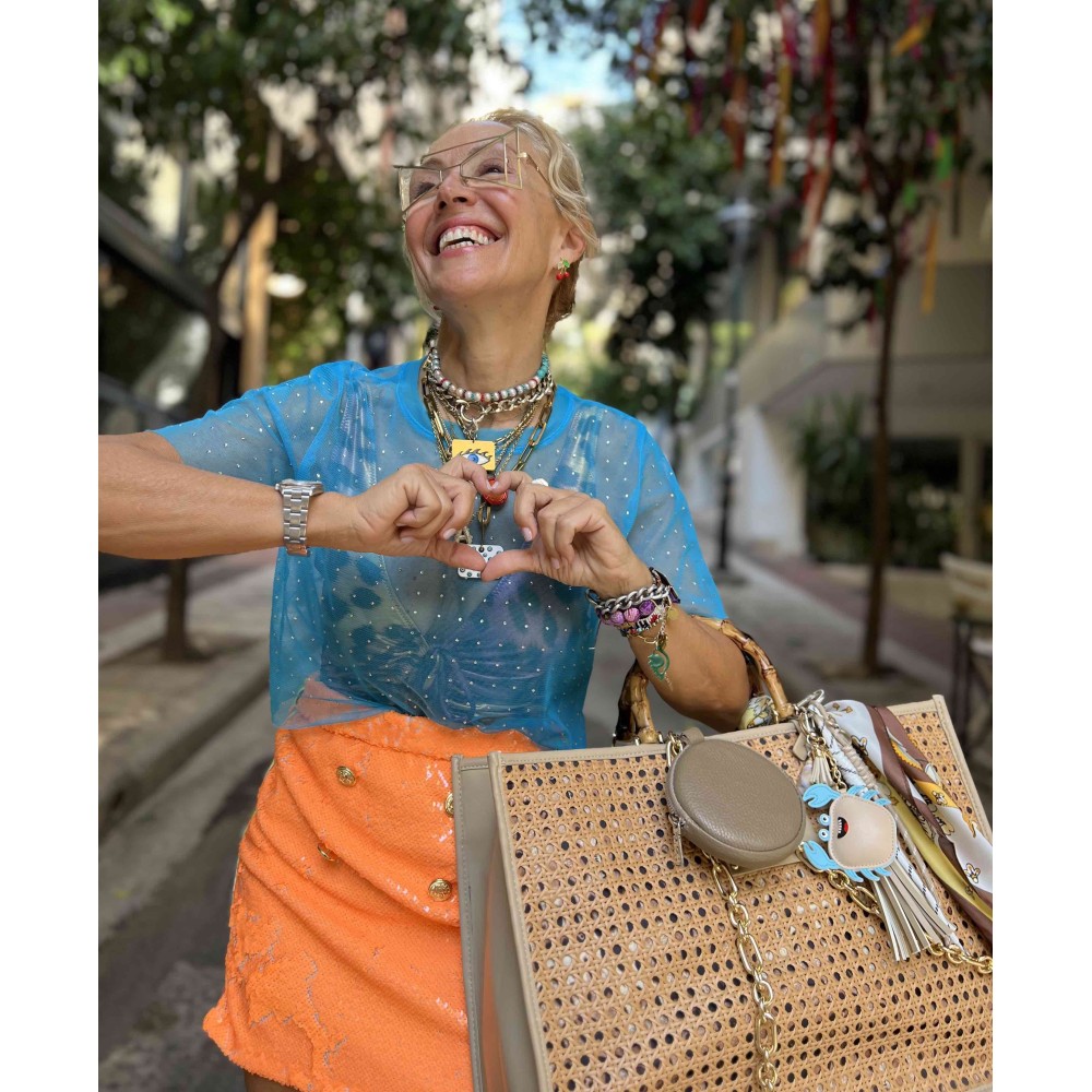 ΤΣΑΝΤΑ ΣΤΟ ΧΡΩΜΑ ΤΗΣ ΑΜΜΟΥ, ΜΕΓΑΛΗ ΜΕ ΜΠΑΜΠΟΥ ΧΕΡΟΥΛΙΑ,ΦΕΡΜΟΥΑΡ, ΜΑΝΤΗΛΙ,ΧΡΥΣΗ ΑΛΥΣΙΔΑ,ΜΠΡΕΛΟΚ & ΠΟΡΤΟΦΟΛΑΚΙ 'STYLISHIOUS COLLECTION"