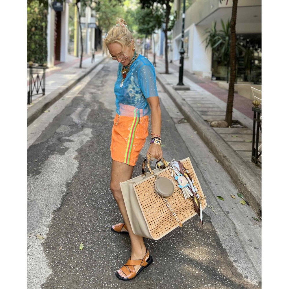 ΤΣΑΝΤΑ ΣΤΟ ΧΡΩΜΑ ΤΗΣ ΑΜΜΟΥ, ΜΕΓΑΛΗ ΜΕ ΜΠΑΜΠΟΥ ΧΕΡΟΥΛΙΑ,ΦΕΡΜΟΥΑΡ, ΜΑΝΤΗΛΙ,ΧΡΥΣΗ ΑΛΥΣΙΔΑ,ΜΠΡΕΛΟΚ & ΠΟΡΤΟΦΟΛΑΚΙ 'STYLISHIOUS COLLECTION"