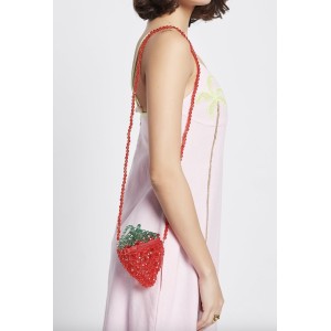 ΤΣΑΝΤΑ ΣΕ ΣΧΗΜΑ ΦΡΑΟΥΛΑΣ, ΠΛΕΧΤΗ ΜΕ ΚΟΚΚΙΝΕΣ ΚΑΙ ΠΡΑΣΙΝΕΣ ΧΑΝΤΡΕΣ, ΦΕΡΜΟΥΑΡ ΚΑΙ ΑΣΟΡΤΙ ΛΟΥΡΑΚΙ "STYLISHIOUS COLLECTIOΝ"