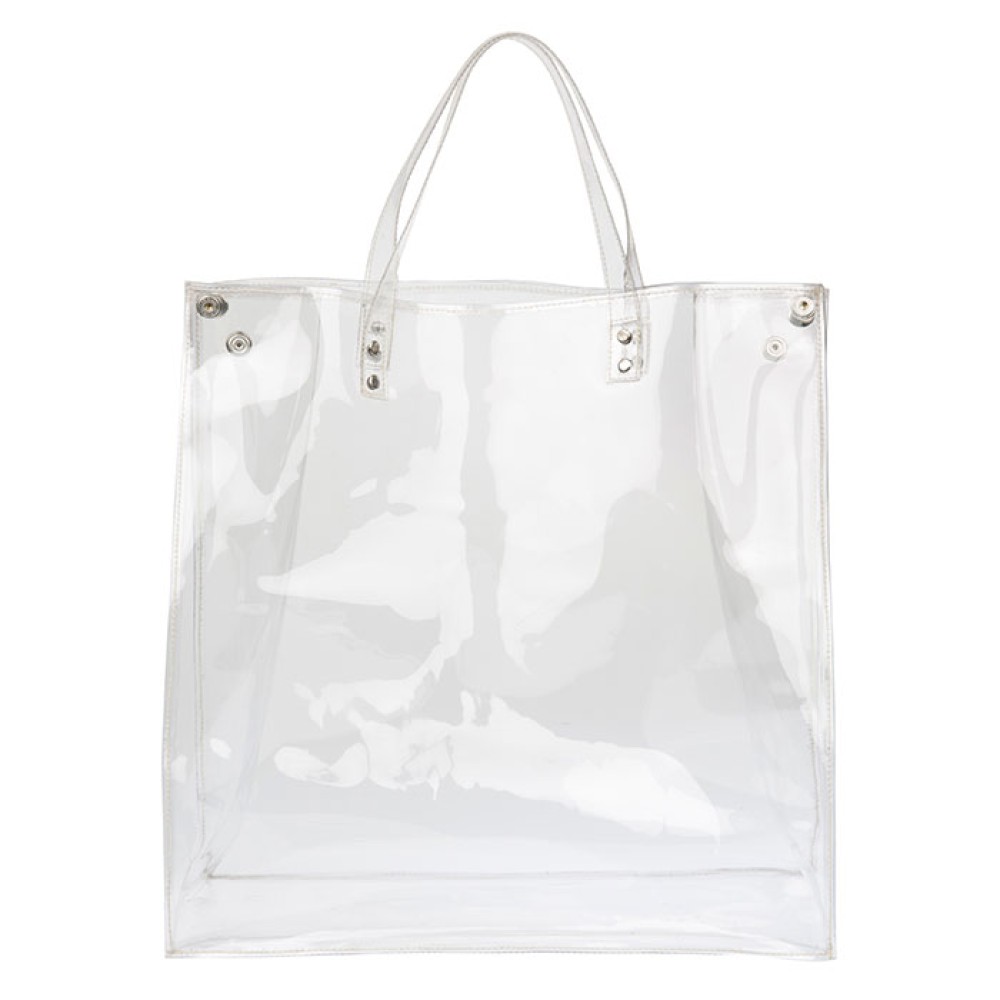 ΤΣΑΝΤΑ ΔΙΑΦΑΝΗ & AΔΙΑΒΡΟΧΗ, ΜΕΣΑΙΟ ΜΕΓΕΘΟΣ ΜΕ ΕΣΩΤΕΡΙΚΗ ΤΣΑΝΤΑ ΥΦΑΣΜΑΤΙΝΗ ΕΜΠΡΙΜΕ 'ΦΡΙΝΤΑ" ΜΕ ΑΣΗΜΙ ΑΛΥΣΙΔΕΣ ''ΑLEX KATSAITI X STYLISHIOUS''