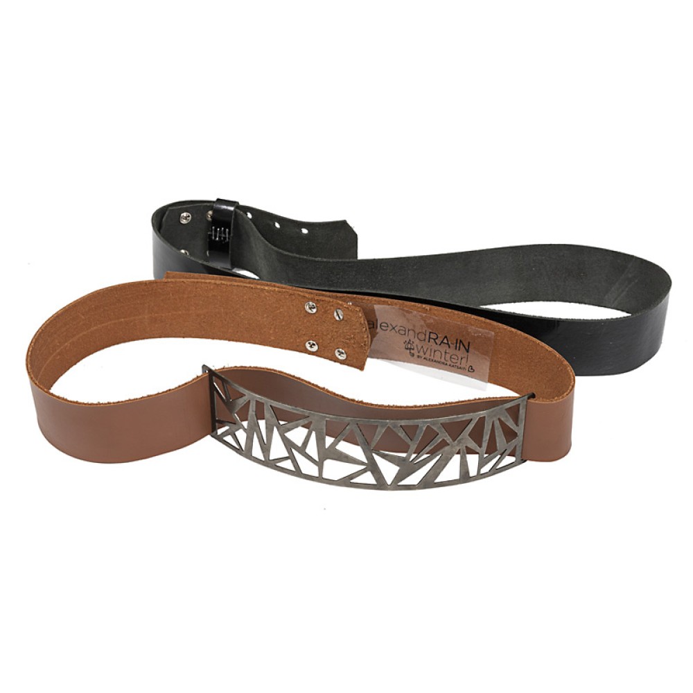 ΖΩΝΗ ΜΑΥΡH ΑΠΟ ΔΕΡΜΑΤΙΝΗ ΣΕ ΜΑΥΡΟ Η ΤΑΜΠΑ & ΓΥΑΛΙΣΤΕΡΟ ΒΙΝΥΛ ΜΕ ΜΕΤΑΛΛΙΚΑ  ΚΟΥΜΠΩΜΑΤΑ "ALEX ΚΑTSAITI X STYLISHIOUS"