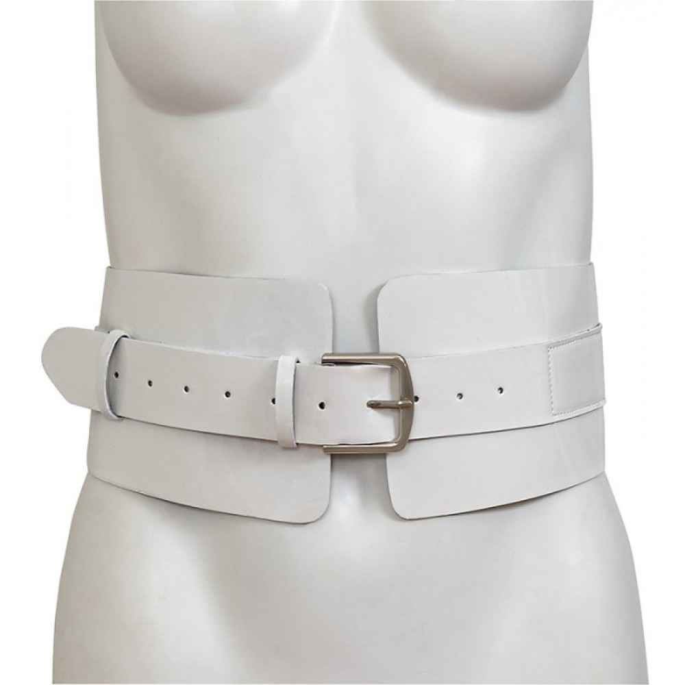 ΖΩΝΗ ΛΕΥΚΗ ΦΑΡΔΙΑ ΑΠΟ ΓΥΑΛIΣΤΕΡΟ ΤΥΠΟΔΕΡΜΑ ΜΕ ΜΕΤΑΛΛΙΚΗ ΕΓΚΡΑΦΑ "ΑLEX KATSAITI X STYLISHIOUS"   