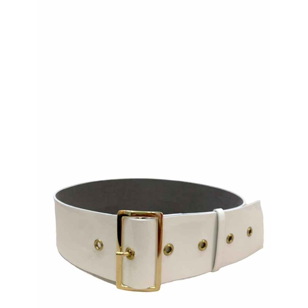 ΖΩΝΗ ΛΕΥΚΗ ΑΠO ΟΙΚΟΛΟΓΙΚΟ ΔΕΡΜΑ ΓΥΑΛΙΣΤΕΡΟ ΜΕ ΧΡΥΣΗ ΕΓΚΡΑΦΑ “ALEX KATSAITI x STYLISHIOUS”