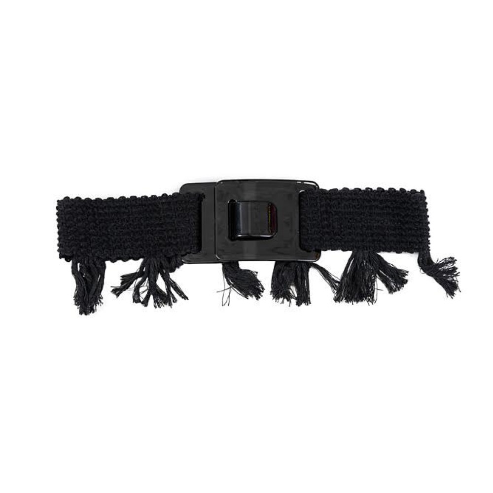 ΖΩΝΗ ΕΛΑΣΤΙΚΗ BAMBAΚΕΡΗ ΜΑΥΡΗ ΜΕ ΚΡΟΣΣΙΑ  ΚΑΙ ΕΓΚΡΑΦΑ ΜΑΥΡΗ ''ALEX KATSAITI X STYLISHIOUS''