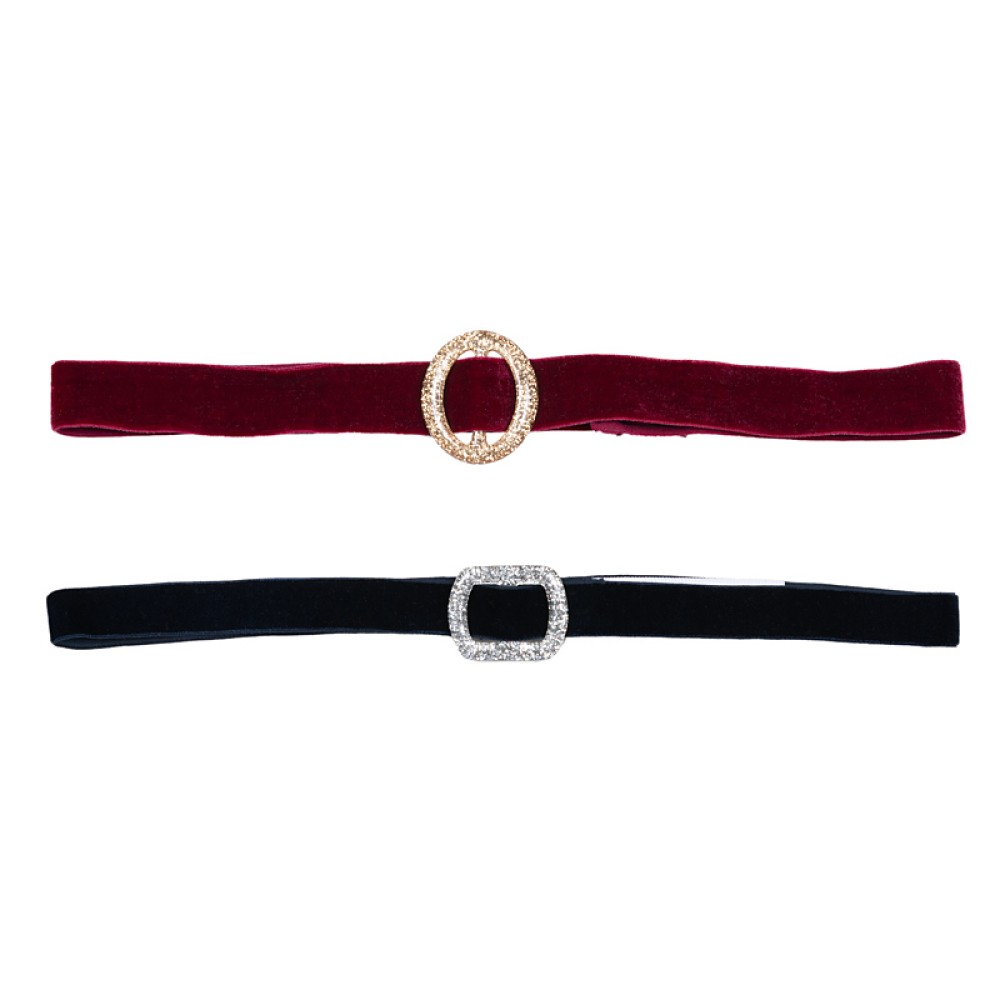 BELT, IN BLUE AND/OR BURGUNDY VELVET STRETCH BAND WITH GLITTER BUCKLE  "ALEXKATSAITI X STYLISHIOUS"