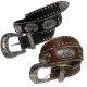 BELT BLACK OR BROWN -COWBOY STYLE- ΙΝ ECO LEATHER, ENGRAVED SILVER BUCKLE & METALLIC STUDS "STYLISHIOUS COLLECTION"