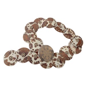 ΖΩΝΗ ΦΑΡΔΙΑ ΣΕ ΣΧΕΔΙΟ "ΑΓΕΛΑΔΑΣ" ΑΠΟ ΜΕΓΑΛΑ, ΜΑΛΑΚΑ ΣΤΡΟΓΓΥΛA ΚΟΜΜΑΤΙΑ ΑΠΟ ΤΥΠΟΔΕΡΜΑ ΜΕ ΧΡΥΣΑ ΤΡΟΥΚ & ΜΕΤΑΛΛΙΚΗ ΕΓΚΡΑΦΑ  " STYLISHIOUS COLLECTION"