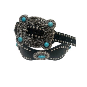 ΖΩΝΗ ΜΑΥΡΗ Ή ΚΑΦΕ ΜΕ ΜΕΓΑΛΗ ΑΣΗΜΙ ΜΕΤΑΛΛΙΚΗ ΑΓΚΡΑΦΑ, ΤΥΡΚΟΥΑΖ ΠΕΤΡΕΣ & ΑΣΗΜΙ ΤΡΟΥΚ  " STYLISHIOUS COLLECTION"