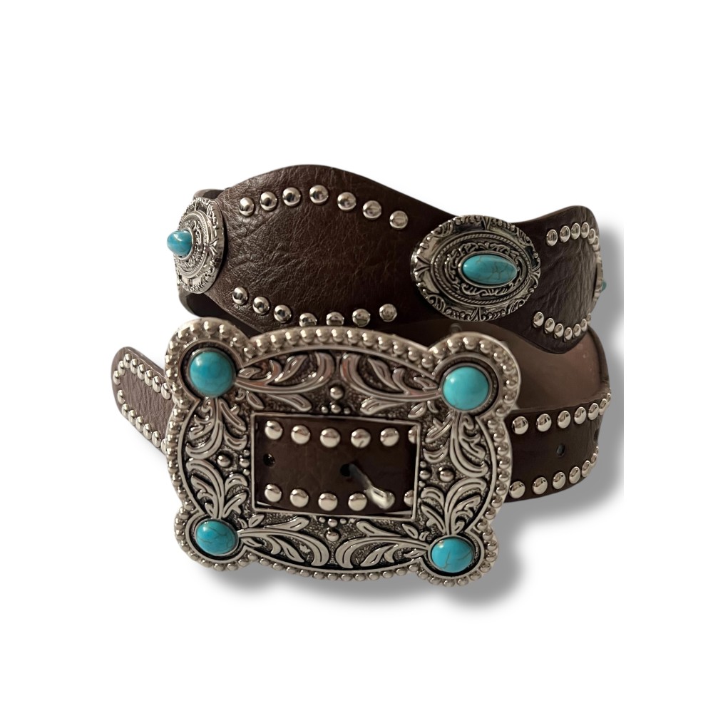 ΖΩΝΗ ΜΑΥΡΗ Ή ΚΑΦΕ ΜΕ ΜΕΓΑΛΗ ΑΣΗΜΙ ΜΕΤΑΛΛΙΚΗ ΑΓΚΡΑΦΑ, ΤΥΡΚΟΥΑΖ ΠΕΤΡΕΣ & ΑΣΗΜΙ ΤΡΟΥΚ  " STYLISHIOUS COLLECTION"