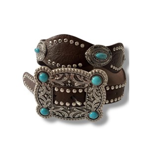 ΖΩΝΗ ΜΑΥΡΗ Ή ΚΑΦΕ ΜΕ ΜΕΓΑΛΗ ΑΣΗΜΙ ΜΕΤΑΛΛΙΚΗ ΑΓΚΡΑΦΑ, ΤΥΡΚΟΥΑΖ ΠΕΤΡΕΣ & ΑΣΗΜΙ ΤΡΟΥΚ  " STYLISHIOUS COLLECTION"