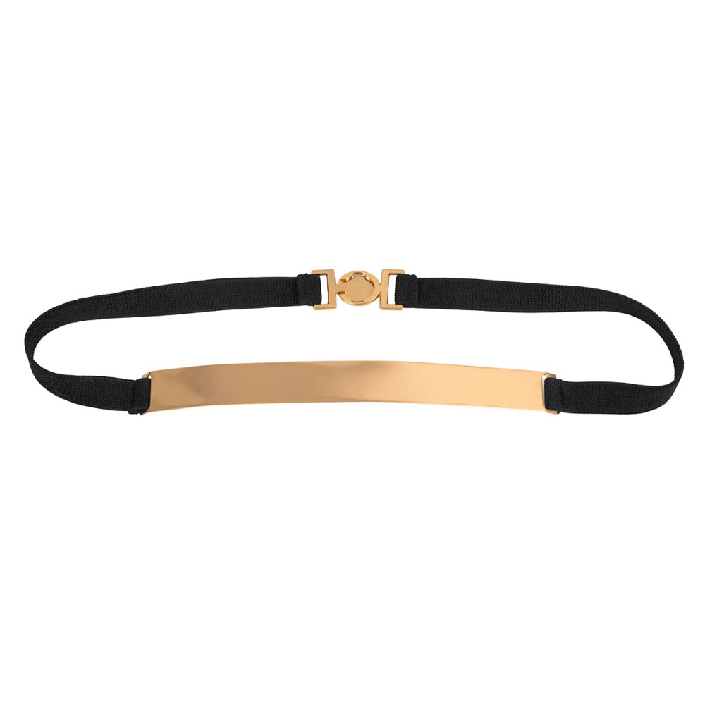 ΖΩΝΗ ΕΛΑΣΤΙΚΗ ΜΑΥΡΗ ΣΤΕΝΗ ΜΕ ΧΡΥΣΗ, ΜΕΤΑΛΛΙΚΗ ΕΓΚΡΑΦΑ " STYLISHIOUS COLLECTION "
