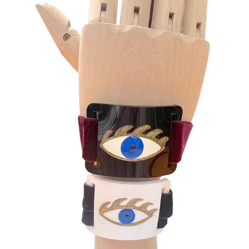 ΒΡΑΧΙΟΛΙ MAYPO Η ΑΣΠΡΟ ΑΠΟ ΠΛΕΞΙΓΚΛΑΣ ΜΕ ΜΑΤΙ ΑΠΟ ΣΜΑΛΤΟ & ΛΟΥΡΑΚΙ ΑΠΟ ΒΕΛΟΥΔΙΝΗ ΕΛΑΣΤΙΚΗ ΚΟΡΔΕΛΑ "ALEX KATSAITI X STYLISHIOUS"