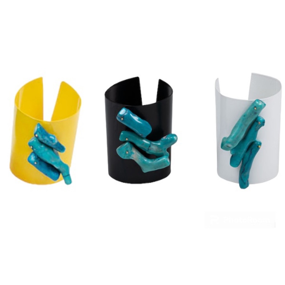 ΒΡΑΧΙΟΛΙΑ ΚΑΡΠΟΥ ΦΑΡΔΥΑ ΜΕΤΑΛΛΙΚΑ ΣΕ MAΥΡΟ, ΚΙΤΡΙΝΟ, ΛΕΥΚΟ ΜΕ ΤΥΡΚΟΥΑΖ ΠΕΤΡΕΣ  "ALEX KATSAITI X AELIA"