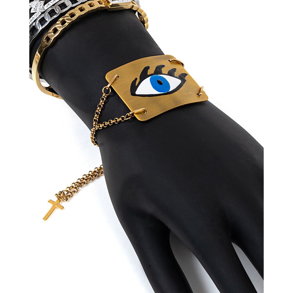 ΒΡΑΧΙΟΛΙ ΜΕ ΑΛΥΣΙΔΑKI & ΖΩΓΡΑΦΙΣΤΟ ΜΑΤΙ ΑΠΟ ΣΜΑΛΤΟ, ΕΠΙΧΡΥΣO  “ALEX KATSAITI X STYLISHIOUS” BY AELIA SELECTION