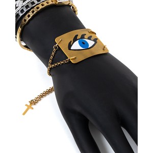 ΒΡΑΧΙΟΛΙ ΜΕ ΑΛΥΣΙΔΑKI & ΖΩΓΡΑΦΙΣΤΟ ΜΑΤΙ ΑΠΟ ΣΜΑΛΤΟ, ΕΠΙΧΡΥΣO  “ALEX KATSAITI X STYLISHIOUS” BY AELIA SELECTION