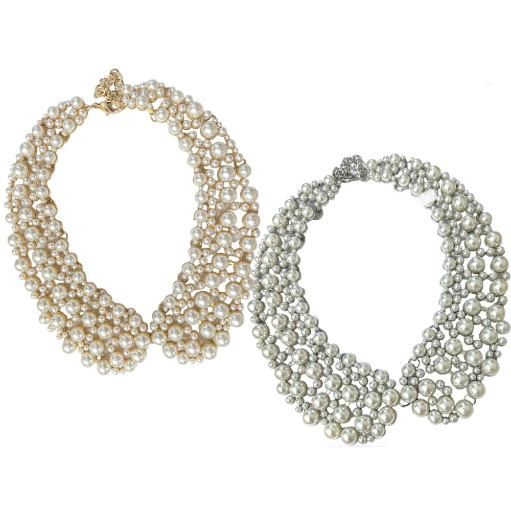 ΓΙΑΚΑΣ - ΚΟΛΙΕ ΜΕΤΑΛΛΙΚΟ ΜΕ ΛΕΥΚΕΣ ΠΕΡΛΕΣ ΣΕ ΧΡΥΣΟ Ή ΑΣΗΜΙ  "STYLISHIOUS COLLECTION"