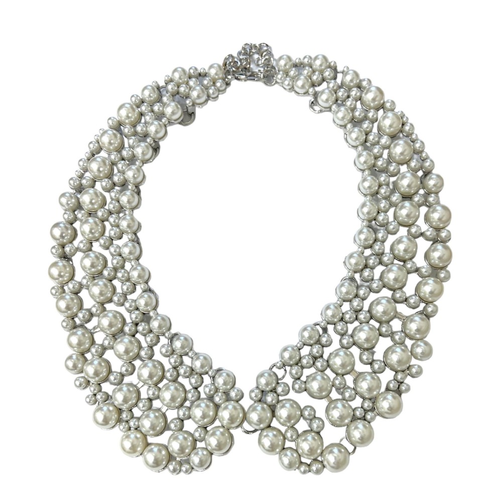 ΓΙΑΚΑΣ - ΚΟΛΙΕ ΜΕΤΑΛΛΙΚΟ ΜΕ ΛΕΥΚΕΣ ΠΕΡΛΕΣ ΣΕ ΧΡΥΣΟ Ή ΑΣΗΜΙ  "STYLISHIOUS COLLECTION"