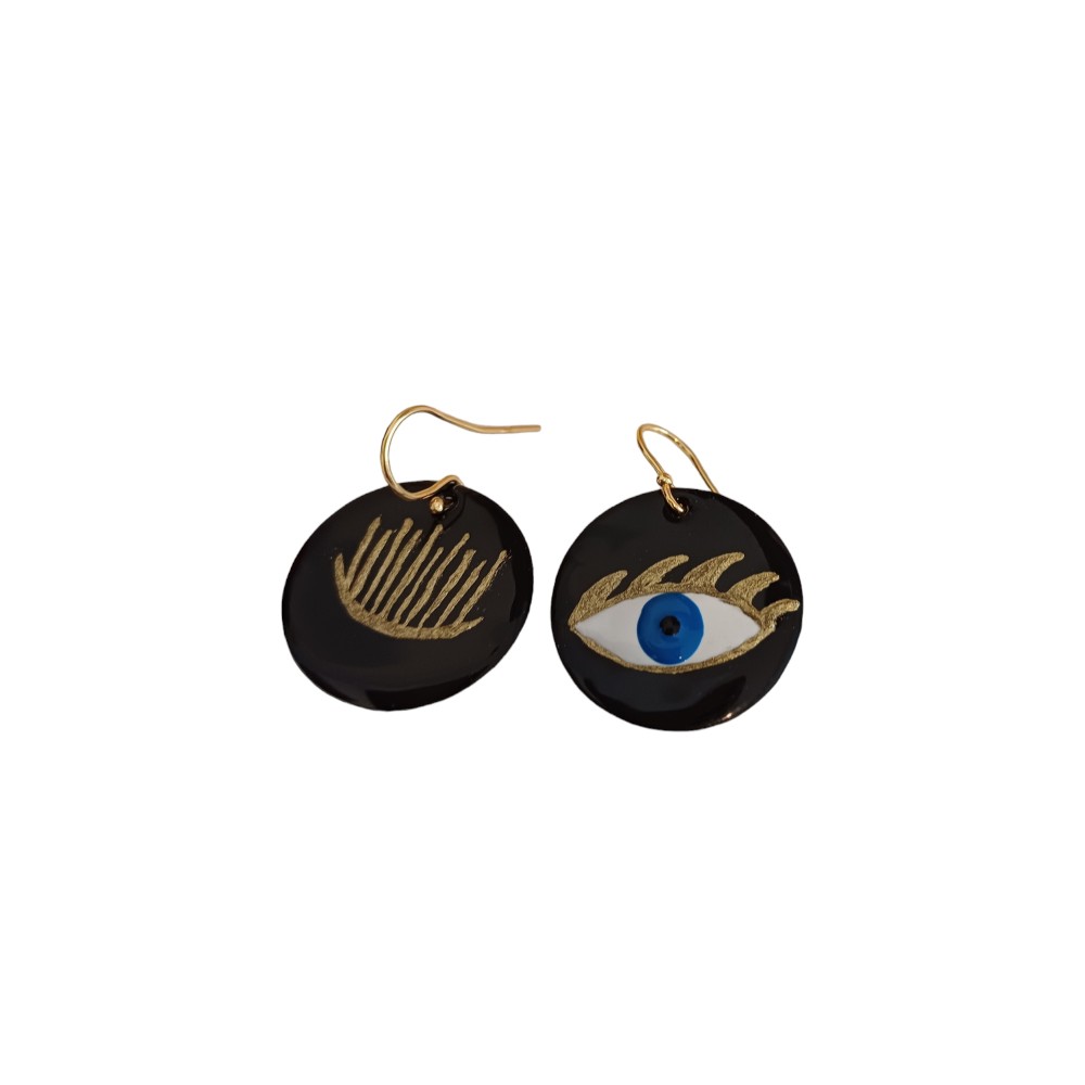 ΣΚΟΥΛΑΡΙΚΙΑ ΣΤΡΟΓΓΥΛΑ ΛΕΥΚΑ ΚΑΙ ΜΑΥΡΑ ΜΕ ΜΑΤΙ, ΕΠΙΧΡΥΣΩΜΕΝΑ ΚΑΙ ΖΩΓΡΑΦΙΣΜΕΝΑ ΣΤΟ ΧΕΡΙ ΜΕ ΣΜΑΛΤΟ "ALEX KATSAITI X AELIA"